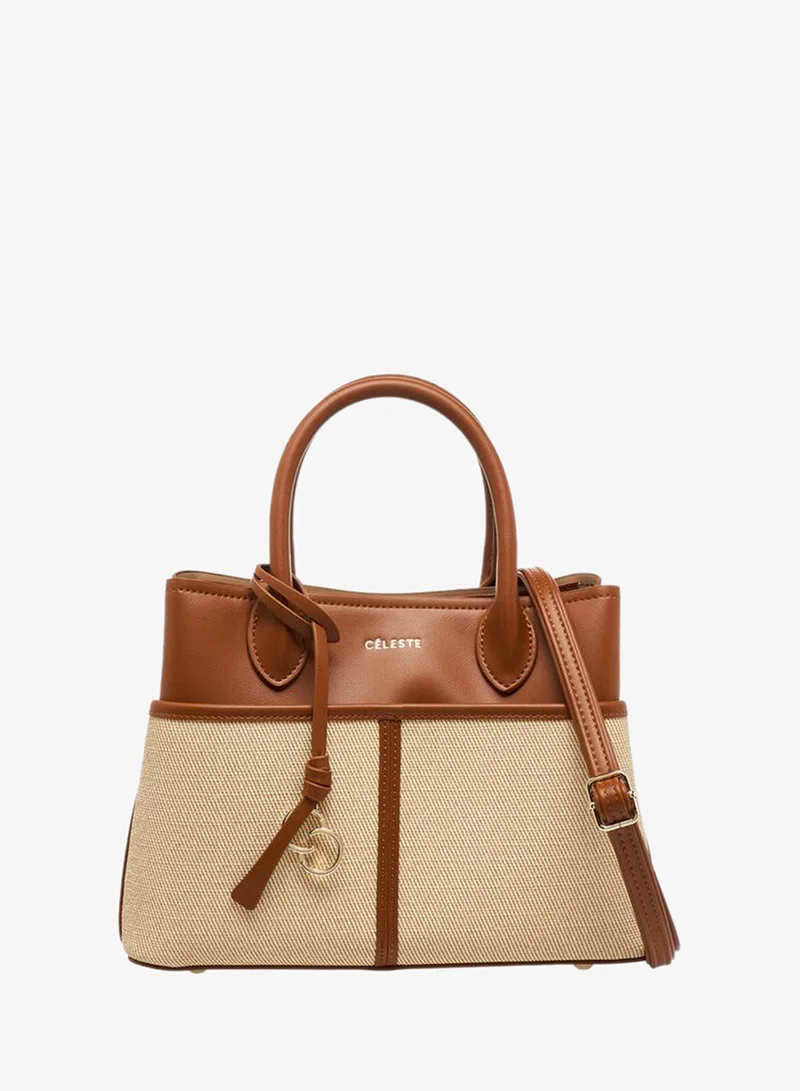 سيليست Textured Tote Bag With Zip Closure