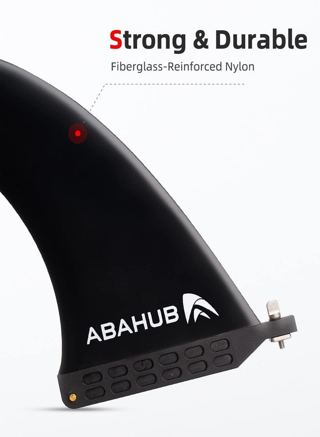 Abahub 9'' SUP Single Center Fin, No Tool Fin Screw, Fiberglass Reinforeced 9 inch SUP Replacement Fins for Surfboard, Stand-up Paddle Board, Longboard, Black - Image 3