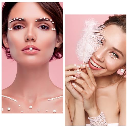 NACHLYNN 6480 Pcs Flat Back Pearls 7 Sizes Half Pearl Bead White Flat Pearls for Nails Graduation Cap Decorations Crafts Embellishment Shoes Clothes Bags DIY Making - Image 5