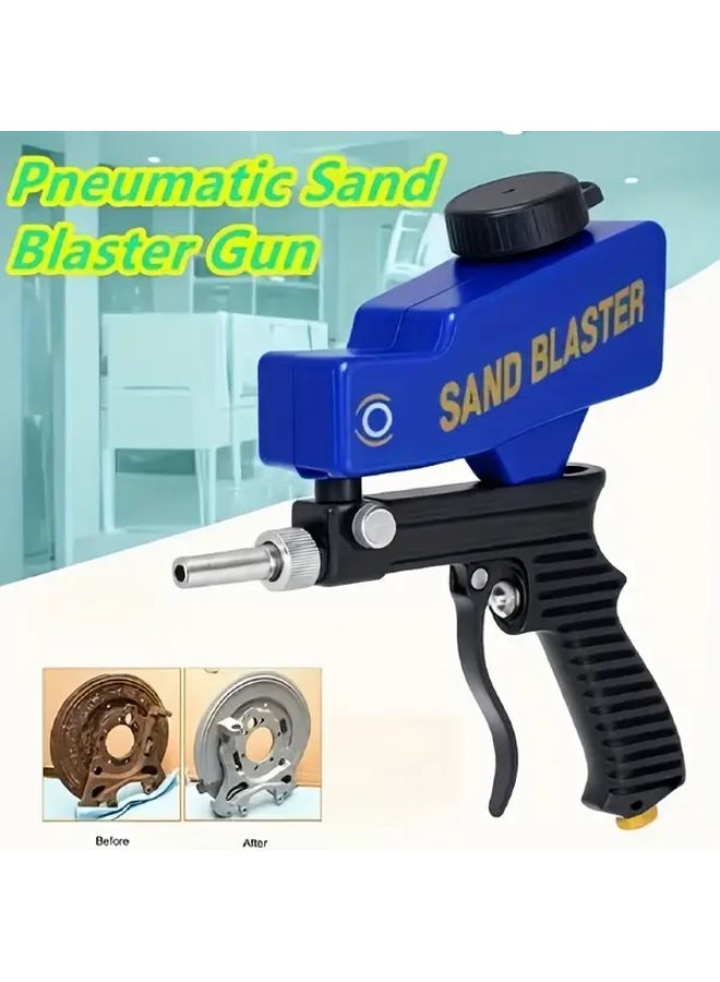 Blue Portable Sandblasting Gun 90psi Adjustable Pneumatic Blaster 600cc Capacity for Metal Rust Removal - Image 2