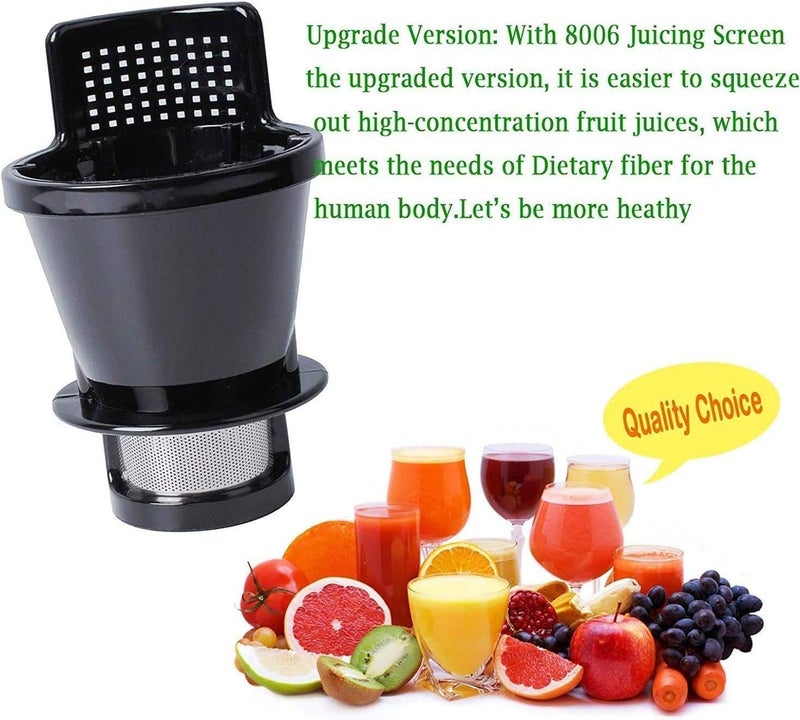 Podoy UPGRADED 8006 Juicing Screen Replacement Parts Compatible with Omegae Models 8006/8005/8004/8003 (Works with #2 Drum) Not for Models J8006HDS/J8006HDC/8007/8008/NC900/NC800 No Rubber Seal - Image 2