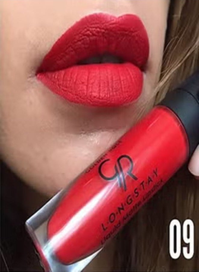 Golden Rose Longstay Liquid Matte Lipstick Red 09 - Image 3