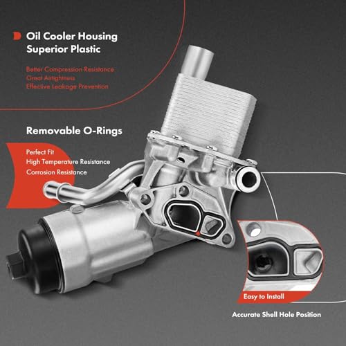 A-Premium Engine Oil Cooler and Oil Filter Housing Assembly Adapter w/Gaskets Compatible with Buick, Chevy Vehicles -1.4L Turbo - Encore, Cruze, Sonic, Trax -2011-2021 - Replaces 8817991400 - Image 4
