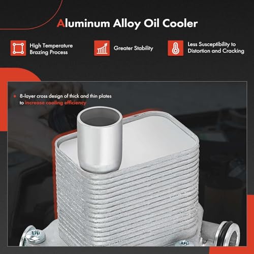 A-Premium Engine Oil Cooler and Oil Filter Housing Assembly Adapter w/Gaskets Compatible with Buick, Chevy Vehicles -1.4L Turbo - Encore, Cruze, Sonic, Trax -2011-2021 - Replaces 8817991400 - Image 5