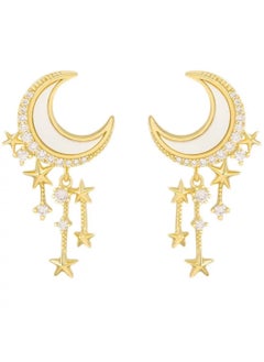 Gold Plated Delicate Tiny Crescent Moon 14k Gold Earrings Charm Cz Crystal Dangle Drop Moon nd Star Women and Girls Parties Wedding's gift Earrings - pzsku/Z677E755D9E244D144D81Z/45/_/1714909375/aa20b360-37ed-45e4-abca-284ca992f1a2