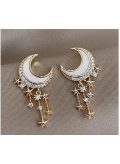 Gold Plated Delicate Tiny Crescent Moon 14k Gold Earrings Charm Cz Crystal Dangle Drop Moon nd Star Women and Girls Parties Wedding's gift Earrings - pzsku/Z677E755D9E244D144D81Z/45/_/1714909405/25941c6c-a243-49a2-9e3d-4ea8d3f8bab8