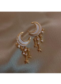 Gold Plated Delicate Tiny Crescent Moon 14k Gold Earrings Charm Cz Crystal Dangle Drop Moon nd Star Women and Girls Parties Wedding's gift Earrings - pzsku/Z677E755D9E244D144D81Z/45/_/1714909435/e4c64d2a-ac1b-46fa-9d06-661d51c585a2