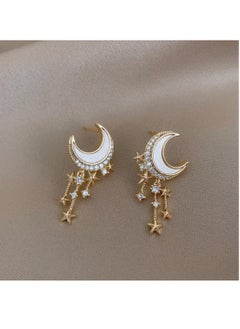 Gold Plated Delicate Tiny Crescent Moon 14k Gold Earrings Charm Cz Crystal Dangle Drop Moon nd Star Women and Girls Parties Wedding's gift Earrings - pzsku/Z677E755D9E244D144D81Z/45/_/1714909455/40f3d01d-4d76-4362-aa2f-10830bbb10bf