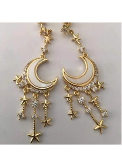 Gold Plated Delicate Tiny Crescent Moon 14k Gold Earrings Charm Cz Crystal Dangle Drop Moon nd Star Women and Girls Parties Wedding's gift Earrings - pzsku/Z677E755D9E244D144D81Z/45/_/1714909496/6ac32acb-afc8-4908-b810-c9e098860260