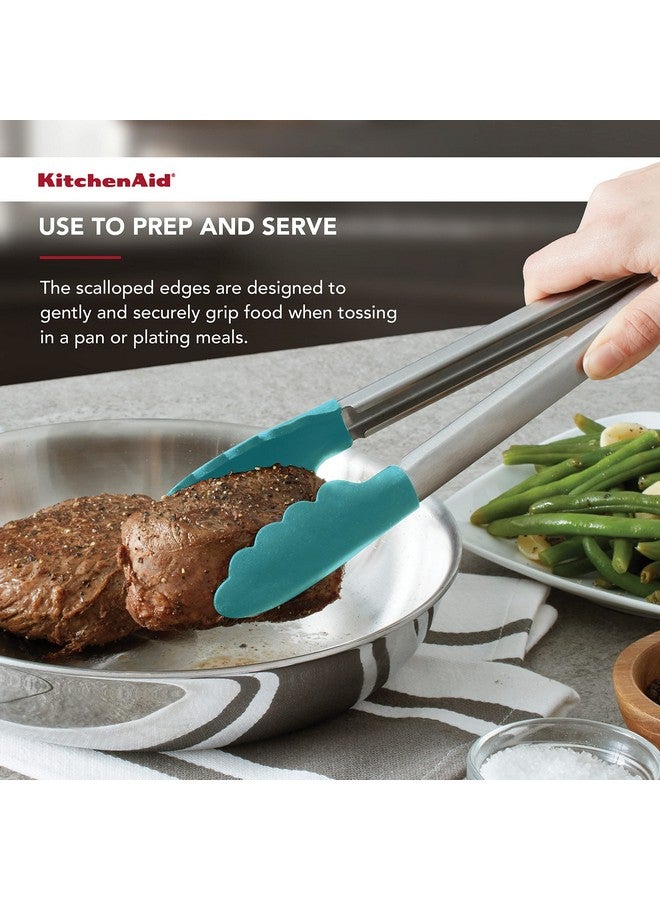KitchenAid Silicone Tipped Stainless Steel Tongs, 12 Inch, Aqua Sky - Image 5