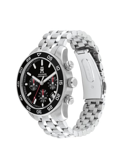 TOMMY HILFIGER ROUND CHRONOGRAPH MEN'S BLACK CASE WATCH - 1792156