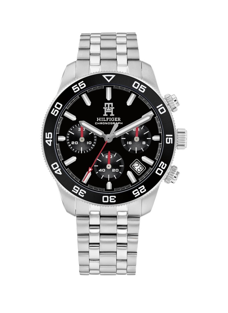 TOMMY HILFIGER ROUND CHRONOGRAPH MEN'S BLACK CASE WATCH - 1792156