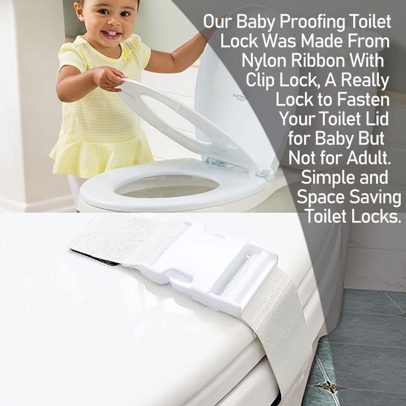 FresherAcc Toilet Locks Baby Proof Child Toddlers, [2 Packs] Sturdy Safety Toilet Lid Seat Proofer Lock for Kids Pets Dog, Easy Installation and Fit Most Toilets Bathroom (White) - Image 3