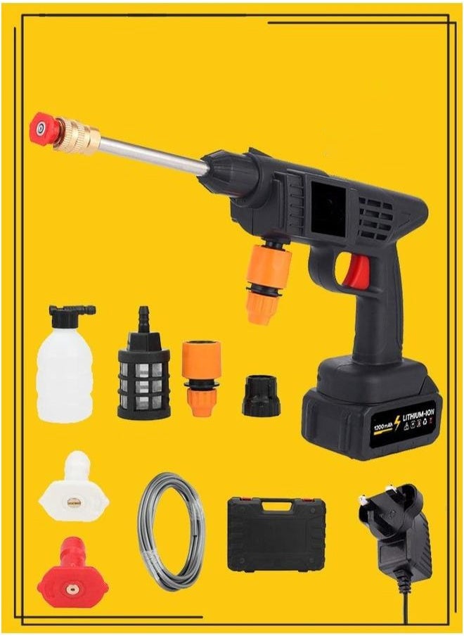 HOMESTAR Cordless Pressure Washer Electric 30 BAR 1200 MAh Battery Self Priming Feature Includes 2 Nozzles Foam Bottle Long Water Tube , Car Washing Machine  - Image 1