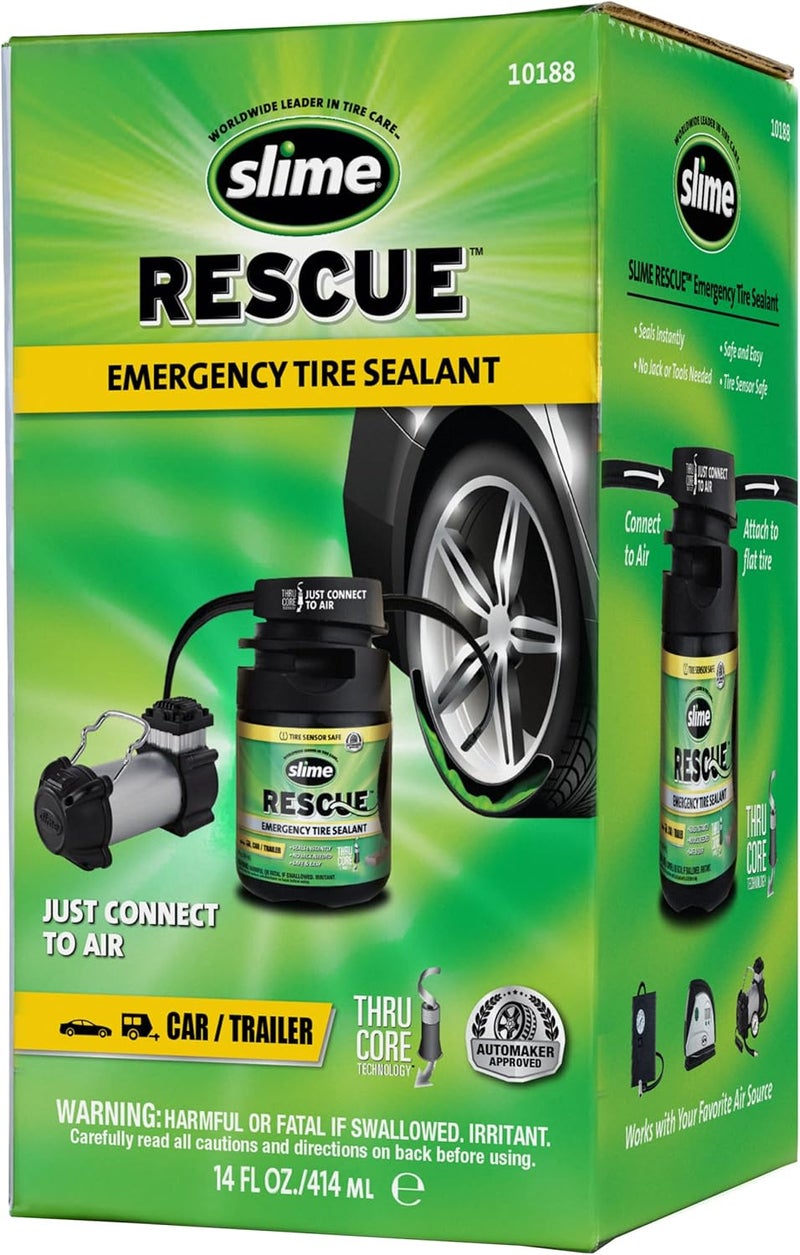 Slime 10188 Flat Tire Puncture Repair Sealant, Rescue, Emergency Repair for Highway Vehicles, Universal fit, Non-Toxic, eco-Friendly - Image 2