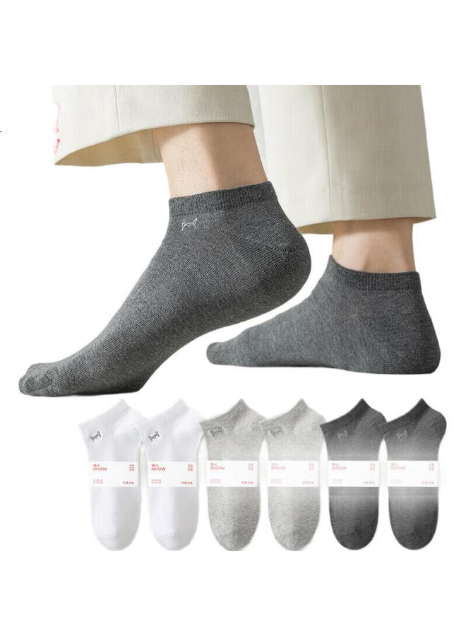 Miiow 6 Pairs Of Men'S Short Socks, Men'S Socks Summer Anti-Odor 100% Cotton Antibacterial Breathable Sports Casual Cotton Socks Boat Socks Men - Image 2