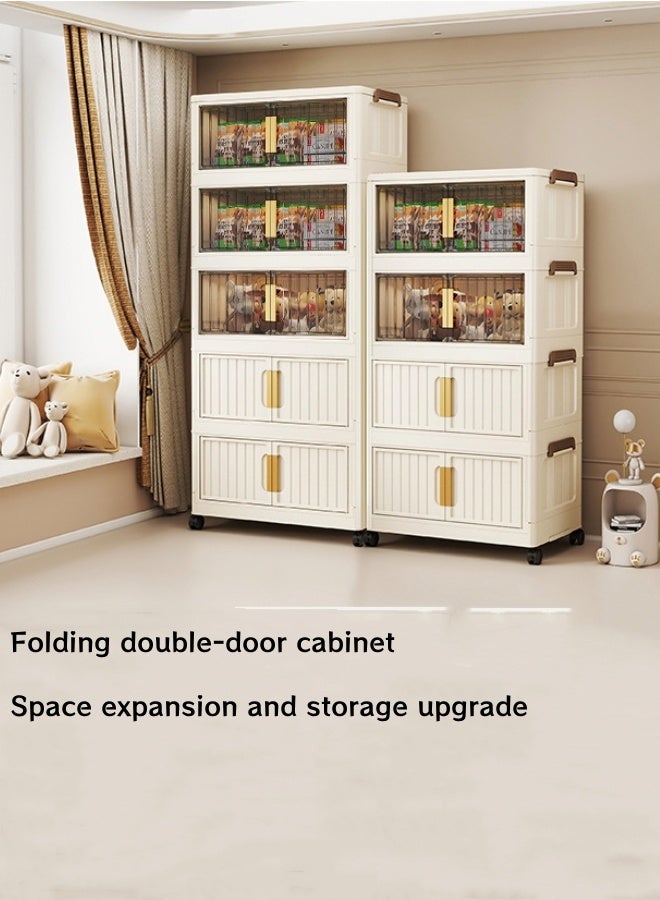 JAKTK Four-layer storage cabinets with wheels, no installation required and foldable, multi-purpose household plastic cabinets and office storage drawers, kitchen cabinets, storage cabinets, living room and bedroom household storage cabinets - Image 5