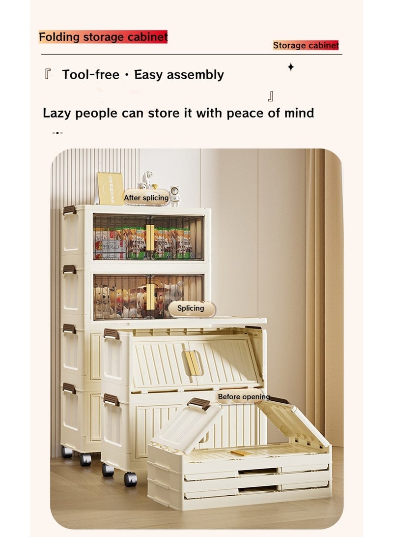 JAKTK Four-layer storage cabinets with wheels, no installation required and foldable, multi-purpose household plastic cabinets and office storage drawers, kitchen cabinets, storage cabinets, living room and bedroom household storage cabinets - Image 4