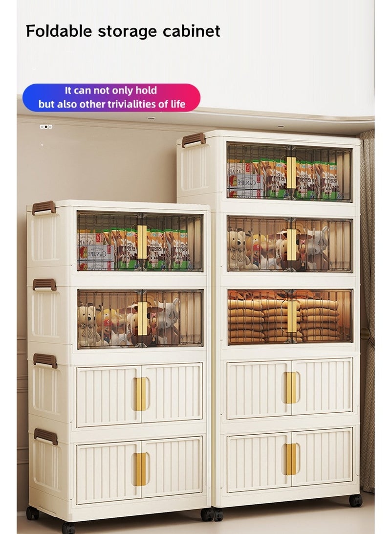 JAKTK Four-layer storage cabinets with wheels, no installation required and foldable, multi-purpose household plastic cabinets and office storage drawers, kitchen cabinets, storage cabinets, living room and bedroom household storage cabinets - Image 3