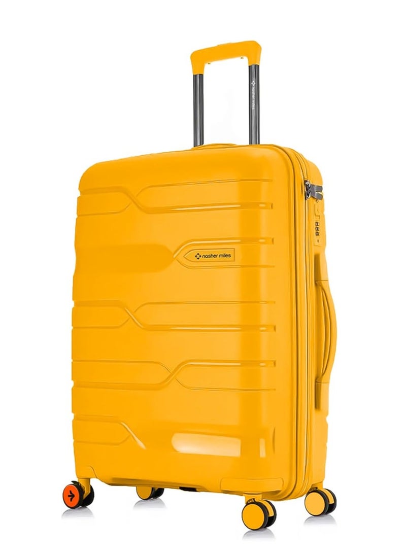 nasher miles Nasher Miles Paris Hard-Sided Polypropylene Check-in Luggage 28 inch | 75cm | 8 Wheels Large Trolley Bag for Travel | Suitcase (Yellow)  - Image 1