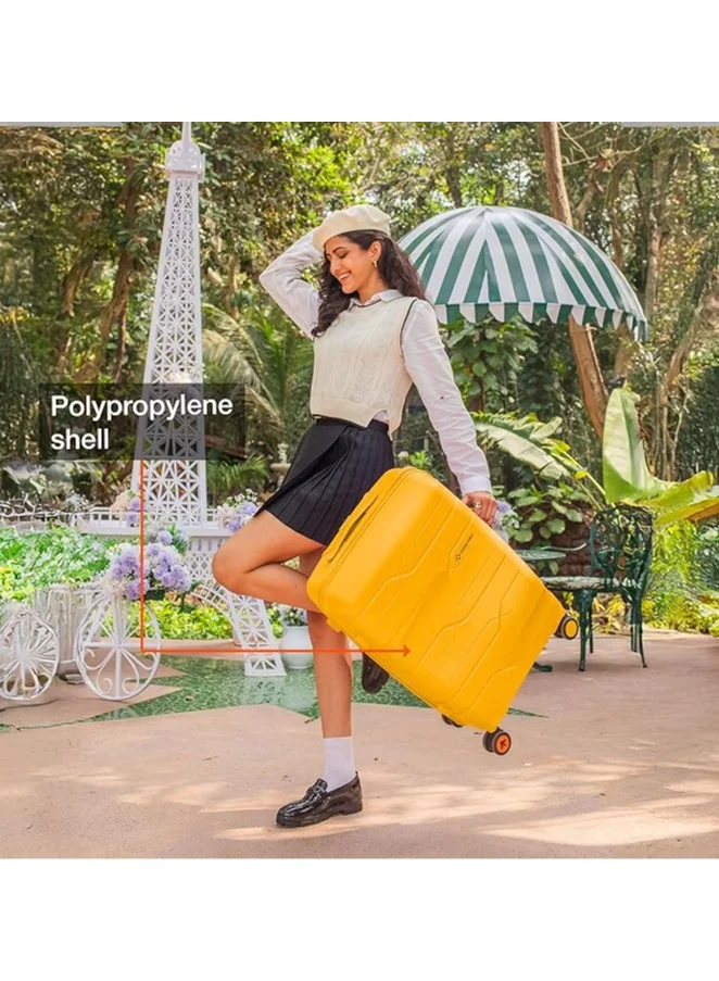 nasher miles Nasher Miles Paris Hard-Sided Polypropylene Check-in Luggage 28 inch | 75cm | 8 Wheels Large Trolley Bag for Travel | Suitcase (Yellow)
