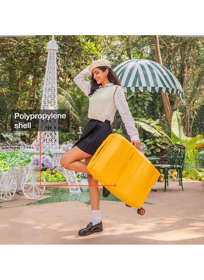 nasher miles Nasher Miles Paris Hard-Sided Polypropylene Check-in Luggage 28 inch | 75cm | 8 Wheels Large Trolley Bag for Travel | Suitcase (Yellow)  - Image 3