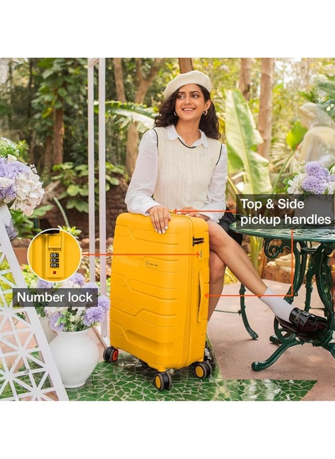 nasher miles Nasher Miles Paris Hard-Sided Polypropylene Check-in Luggage 28 inch | 75cm | 8 Wheels Large Trolley Bag for Travel | Suitcase (Yellow)  - Image 4