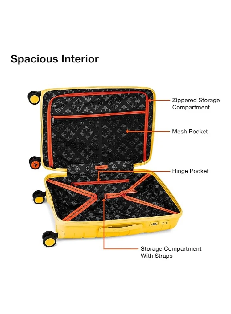 nasher miles Nasher Miles Paris Hard-Sided Polypropylene Check-in Luggage 28 inch | 75cm | 8 Wheels Large Trolley Bag for Travel | Suitcase (Yellow)