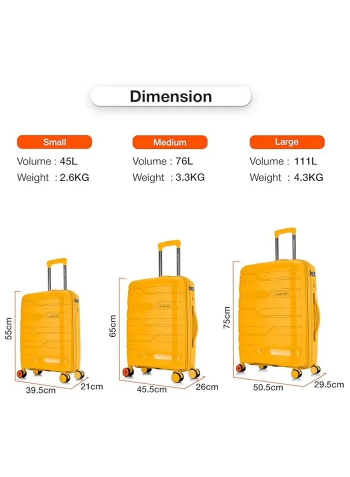 nasher miles Nasher Miles Paris Hard-Sided Polypropylene Check-in Luggage 28 inch | 75cm | 8 Wheels Large Trolley Bag for Travel | Suitcase (Yellow)