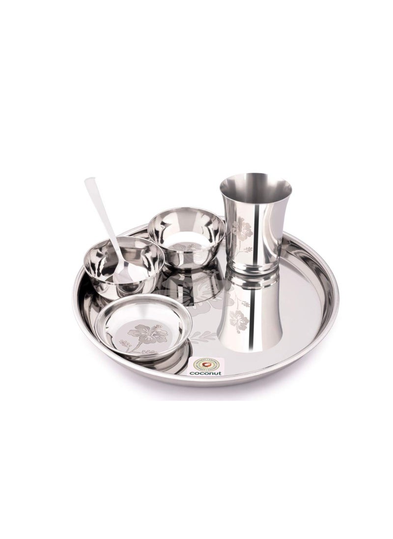 Coconut Coconut Stainless Steel (Heavy Guage) Platina Laser Engrave Design Dinner Set/Dinnerware - 6 Pieces  - Image 1