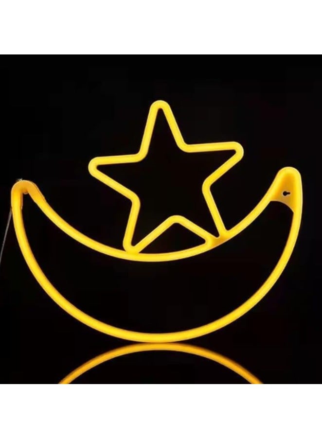 Ramadan Neon LED Light Crescent Moon and Star - Warm White, 60x52x2.2cm, Decoration for Home, Restaurants, Mosques, Hotels  - Image 4