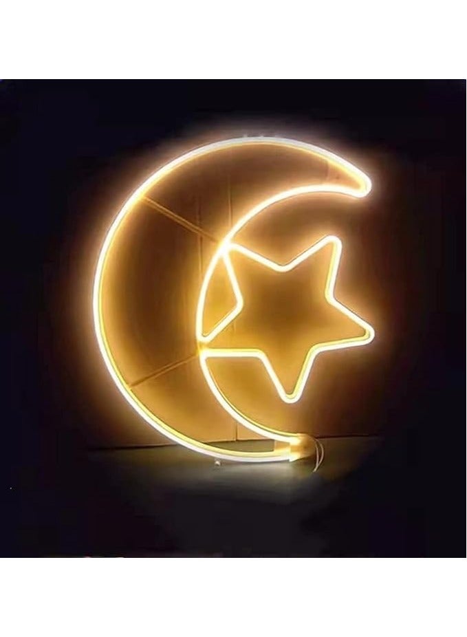 Ramadan Neon LED Light Crescent Moon and Star - Warm White, 60x52x2.2cm, Decoration for Home, Restaurants, Mosques, Hotels  - Image 5