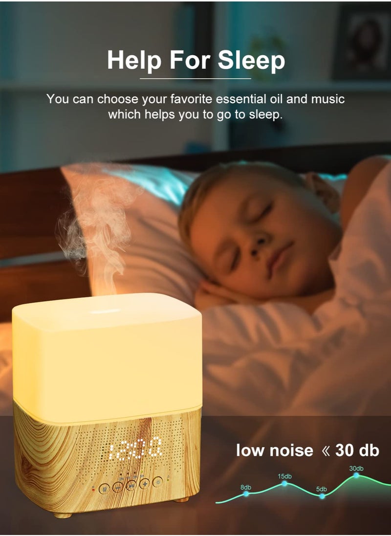 Excefore - 300ML Essential Oil Diffuser with Bluetooth Speaker, Digital Alarm Clock, 7 Color Ambient Light And Timer, Auto-Off Feature,  Aroma Mist Humidifier for Large Room, Office, Yoga - Image 1