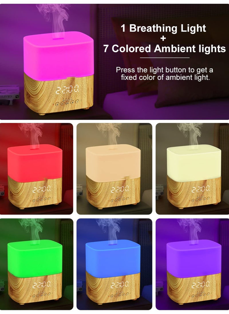 Excefore - 300ML Essential Oil Diffuser with Bluetooth Speaker, Digital Alarm Clock, 7 Color Ambient Light And Timer, Auto-Off Feature,  Aroma Mist Humidifier for Large Room, Office, Yoga - Image 1
