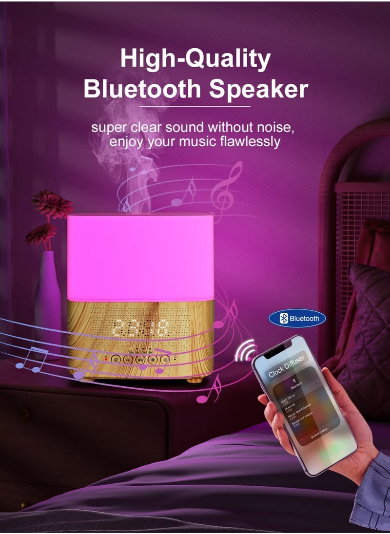 Excefore - 300ML Essential Oil Diffuser with Bluetooth Speaker, Digital Alarm Clock, 7 Color Ambient Light And Timer, Auto-Off Feature,  Aroma Mist Humidifier for Large Room, Office, Yoga - Image 1