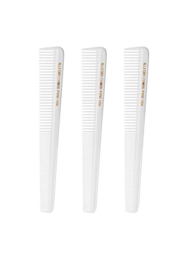 Allegro Combs Allegro Combs #450 Tapered Hair Cutting Combs Barber Hairstylist Women's Beard Combs Men's Pocket Combs 3 Units. (White)  - Image 1