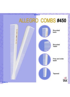 Allegro Combs Allegro Combs #450 Tapered Hair Cutting Combs Barber Hairstylist Women's Beard Combs Men's Pocket Combs 3 Units. (White)  - Image 5