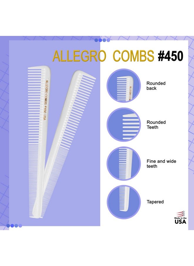 Allegro Combs Allegro Combs #450 Tapered Hair Cutting Combs Barber Hairstylist Women's Beard Combs Men's Pocket Combs 3 Units. (White)  - Image 5