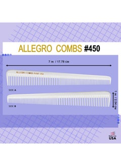 Allegro Combs Allegro Combs #450 Tapered Hair Cutting Combs Barber Hairstylist Women's Beard Combs Men's Pocket Combs 3 Units. (White)  - Image 2
