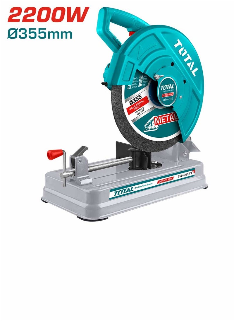 TOTAL Total Cut Off Saw 2200W, 355mm Blade, 3700rpm, 220-240V, Ideal for Cutting Pipes, Steel & Bars, Includes Cutting Disc – TS223589  - Image 1