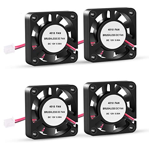 UMLIFE 4PCS 3D Printer Cooling Fan 40mmx40mmx10mm Oil Bearing Blower Fan DC 12V Brushless Cooling Fan with 2 Pin Terminal for Hotend Extruder Heatsinks Makerbot MK7 MK8 CPU Chip (12V 0.08A) - Image 1