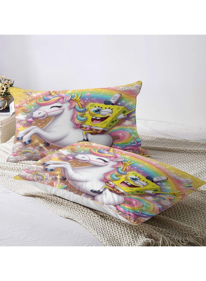 SpongeBob SquarePants Bedding Soft microfiber polyester sheet three-piece set including duvet cover and two pillowcases (duvet cover size 150cmX200cm)  - Image 4