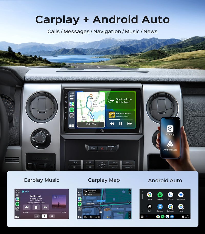 RUICAR 9" Car Radio Stereo Upgrade for Ford F150 2009 2010 2011 2012 2+64G/Touchscreen/Wireless carplay/Android auto/5Gwifi/GPS Navigation/Bluetooth/FM/RDS Radio/Backup Camera - Image 3