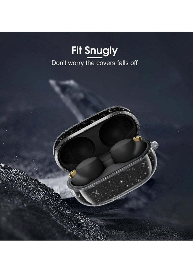 Case for Sony WF-1000XM4 Earbud Soft TPU Clear Anti-Scratch Protective Cover with Keychain (Glittering Transparent)  - Image 5