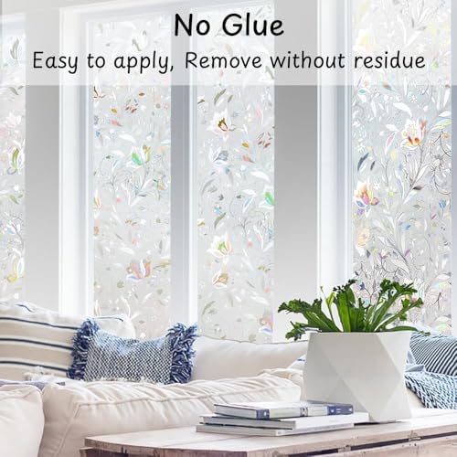 WALLTON Privacy Vinyl Frosted Window Film Glass Sticker Self-Adhesive Film Tint Wallpaper Opaque Sheet for Glass Privacy Cover Window, Door, Office, Home.| Anti-UV. (16x36 Inch, Lotus Flowers) - Image 4