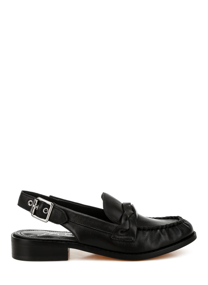 London Rag Genuine Leather Loafer Sandals in Black  - Image 1