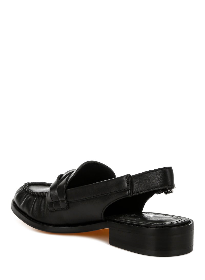 London Rag Genuine Leather Loafer Sandals in Black  - Image 3