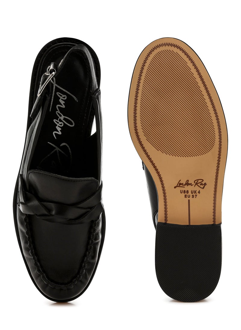 London Rag Genuine Leather Loafer Sandals in Black  - Image 4