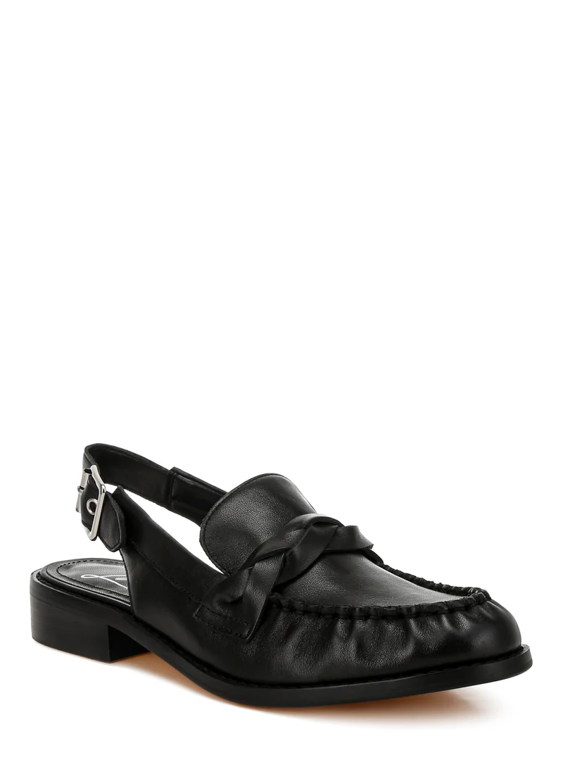 London Rag Genuine Leather Loafer Sandals in Black