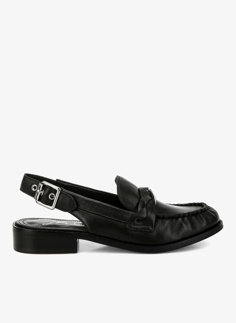 Genuine Leather Loafer Sandals in Black
